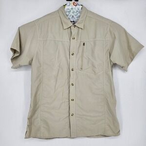 Exofficio Shirt Mens XXL‎ Button Up Fishing Outdoors Tan Short Sleeve Vented